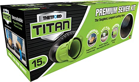 Thetford Titan Premium RV Sewer Hose Kit, 15-foot, Black/Green - 17853