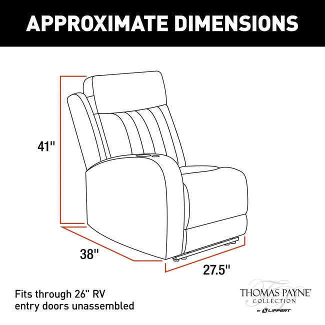 Thomas Payne RV Furniture - Seismic Series Modular Theater Seating, Right Hand Recliner, Grummond - 2020129328