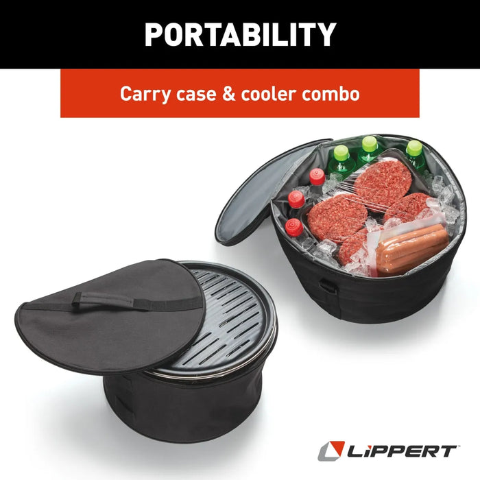 Lippert Odyssey Portable Charcoal Grill w/Carrying Case, Green - 2021106516