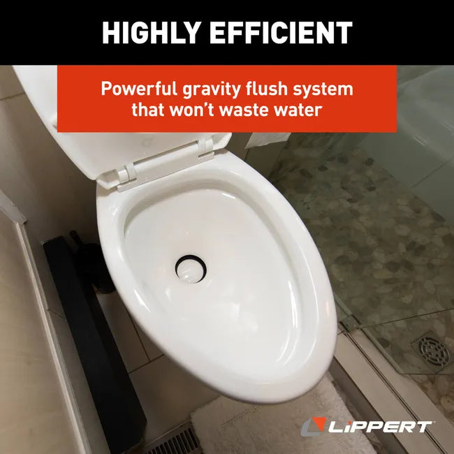 Lippert FlowMax RV Toilet - Elongated Ceramic Bowl, White - 2022113192