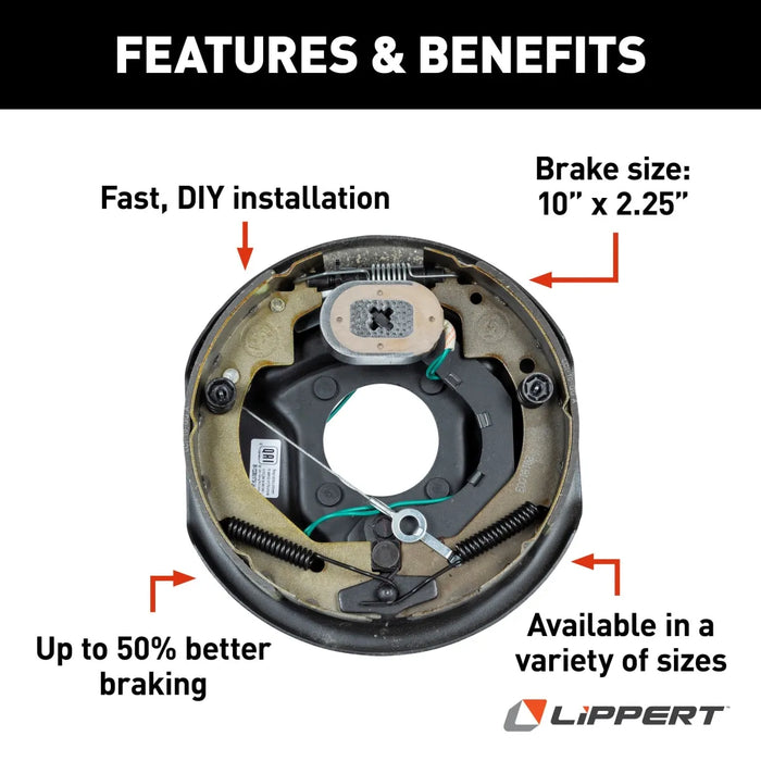 Lippert Forward Self-Adjusting Brake Assembly - 10-inch x 2.25-inch, 3,500 lbs. (Left Side) - 296649