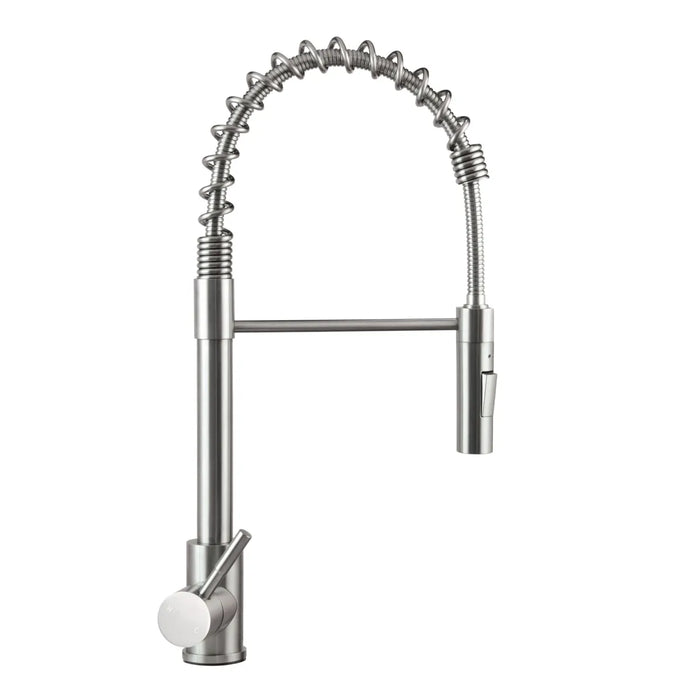 Lippert Coiled Pull Down Kitchen Faucet for RVs - Stainless Steel - 719323