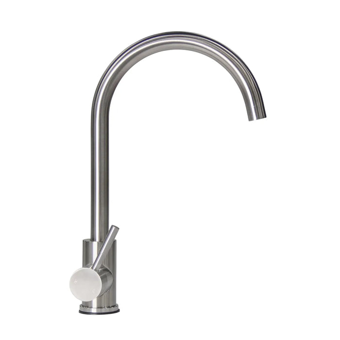 Lippert FlowMax Curved Gooseneck Faucet for RV Kitchen, Stainless Steel - 719324