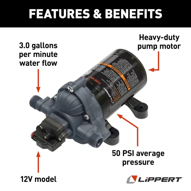Lippert FlowMax RV 12V Water Pump - 804-689052