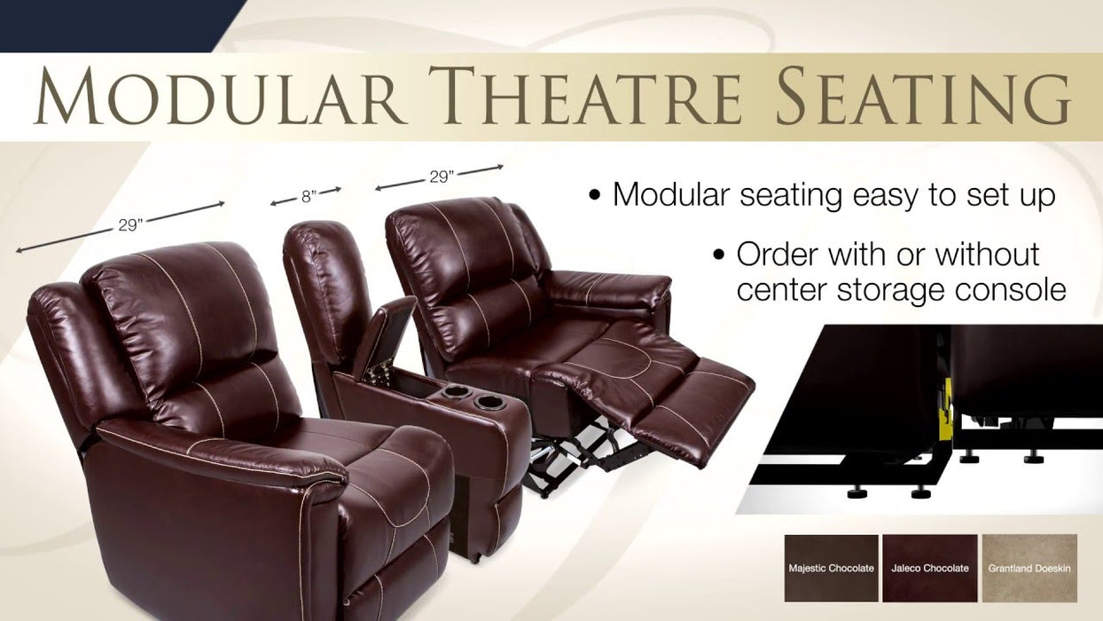 Thomas Payne RV Furniture - Heritage Series Modular Theater Seating, Center Console, Majestic Chocolate - 386639