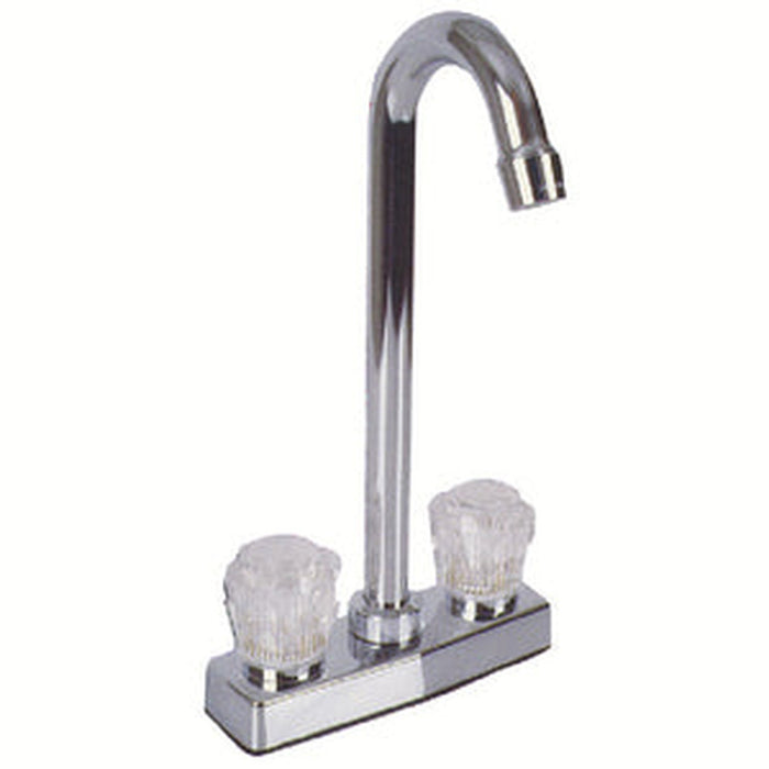 Valterra Phoenix PF211313 Chrome Finish 2 Handle 4" RV Kitchen Bar Faucet with Clear Acrylic Knobs