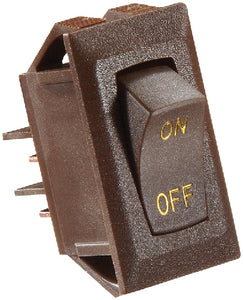 RV Designer Rocker Switch 10A, Brown w/Gold Text - S273