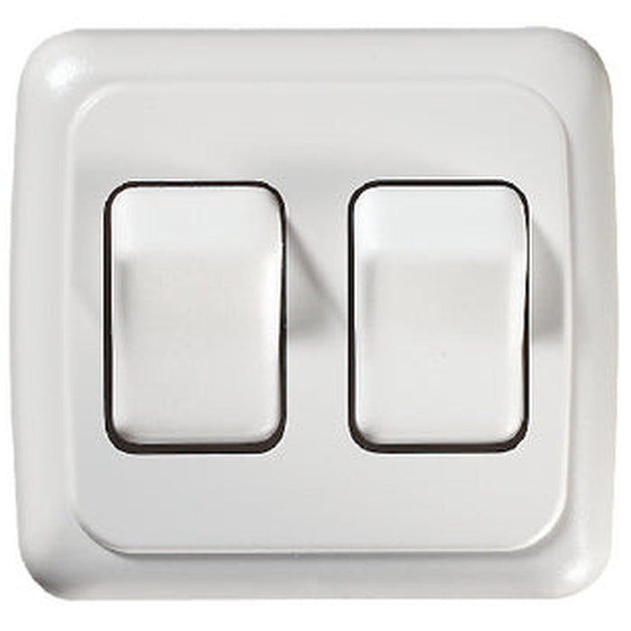 RV Designer DC Wall Switch, Double, On/Off, White  - S533