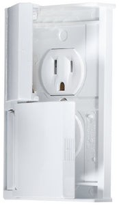 RV DESIGNER AC Weatherproof Dual Outlet Receptacle with Snap Cover Plate, White - S905
