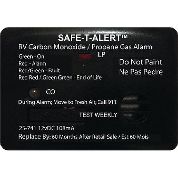 Safe-T-Alert 25-741-Bl 25 Series Mini Dual Carbon Monoxide/Lp Gas Detector - Black (25741BL)