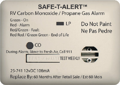 Safe-T-Alert Alarm 12-Volt Surface Mount LP Gas Propane, White - 25741WT