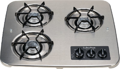 Suburban 3 Burner Match Light/Drop-In Cooktop, Stainless Steel  - 2938AST