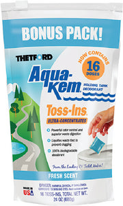 Aqua Kem Toss-Ins Tank Treatment, Fresh Scent, 16/Pack - 96561
