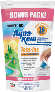 Aqua Kem Toss-Ins Tank Treatment, Morning Sky, 16/Pack - 96570