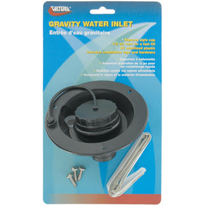 Valterra Gravity Water Inlet w/1/2" Air Vent, Black - A012003BKVP