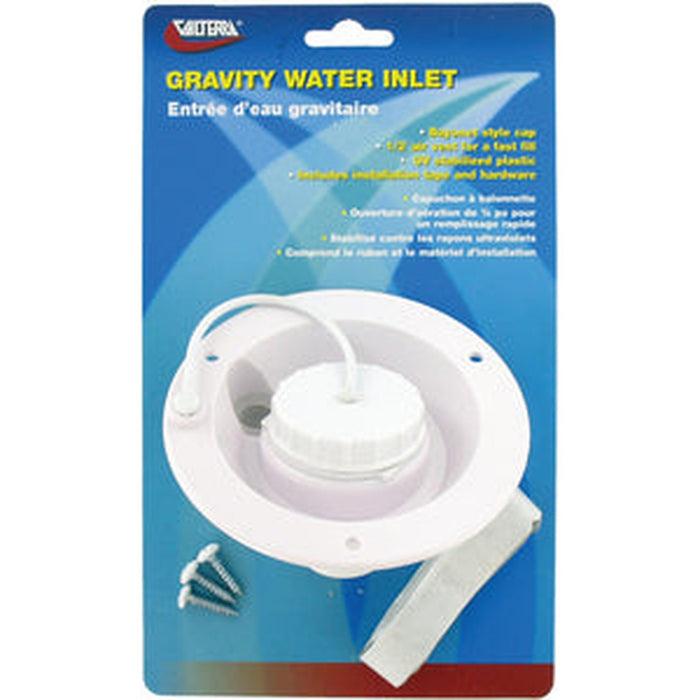 Valterra Gravity Water Inlet w/1/2" Air Vent, White - A012003VP