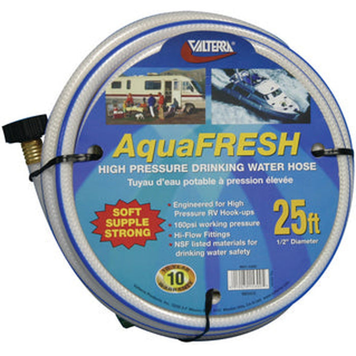 Valterra AquaFRESH 1/2" x 50' High Pressure Drinking Water Hose, White - W015600