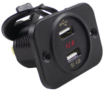 Wirthco Dual USB Port With Volt Meter - 20602