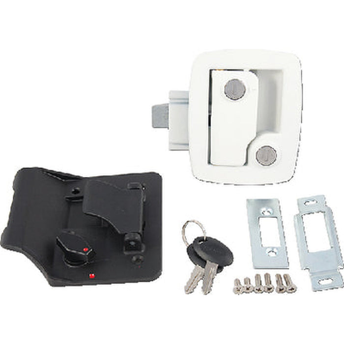 Bauer RV Entry Door Lock - Lock and Latch w/2-Keys, White - 013-534