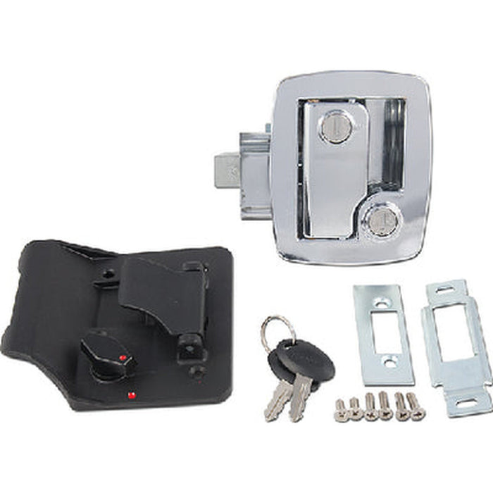 Bauer RV Entry Door Lock - Lock and Latch w/2-Keys, Chrome - 013-535