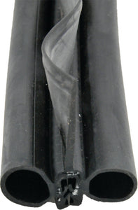 Slide-On Clip Double Bulb Seal With Wiper - 2-inch x 2-1/4-inch x 28', Black - 018-478