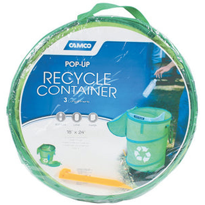 Camco RV Pop-Up Recycle Container - Labeled w. BOTTLES/CAN/PAPER - 42983