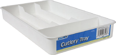 Camco RV Cutlery Tray, 7" X 11" - White  - Organize YOUR Silverware!  - 43508