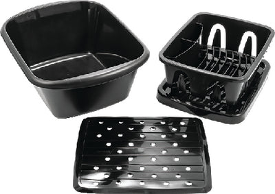 Camco RV Sink Kit W/Dish Drainer - Black  - 43518