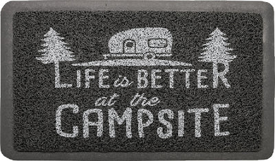 Camco 53200 "Life is Better at the Campsite" Outdoor/Indoor Welcome Mat - Charcoal Gray