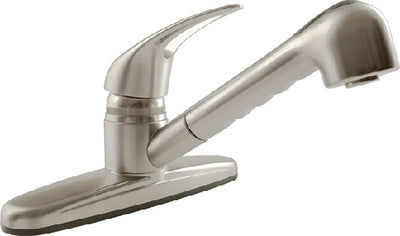 Dura Faucet Pull-Out Swivel Single Handle RV Kitchen Faucet - Brushed Satin Nickel - DFPK100SN