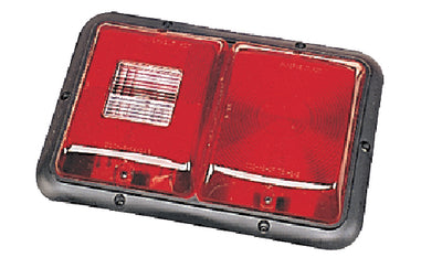 Wesbar #84 Hor Double Red Backup Tail Light with Backup Lens - Black - 3484008