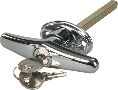 JR Products Chrome Locking T-Handle for Truck Caps/Bed Covers/Tool Boxes, w/#751 Style Key - 10885