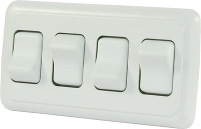 JR PRODUCTS Quad Rocker Switch - Assembly with Bezel, White - 12331