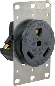 JR PRODUCTS 30Amp Receptacle W/Mount Plate - 15075