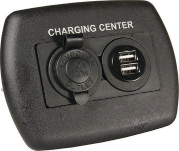 JR PRODUCTS 12V/USB Charging Center Black - 15095