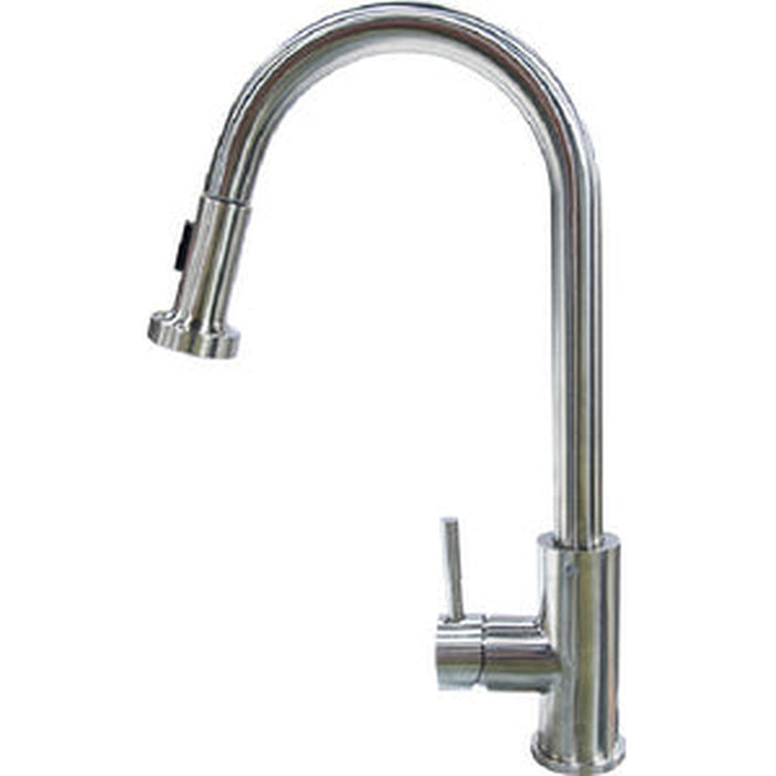 Lippert Flow Max Coiled Pull Down Kitchen Faucet for RVs - Stainless Steel - 719326