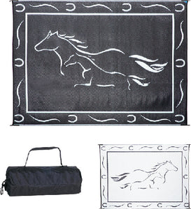 MAT-HORSES 8'X11' BLACK-WHITE