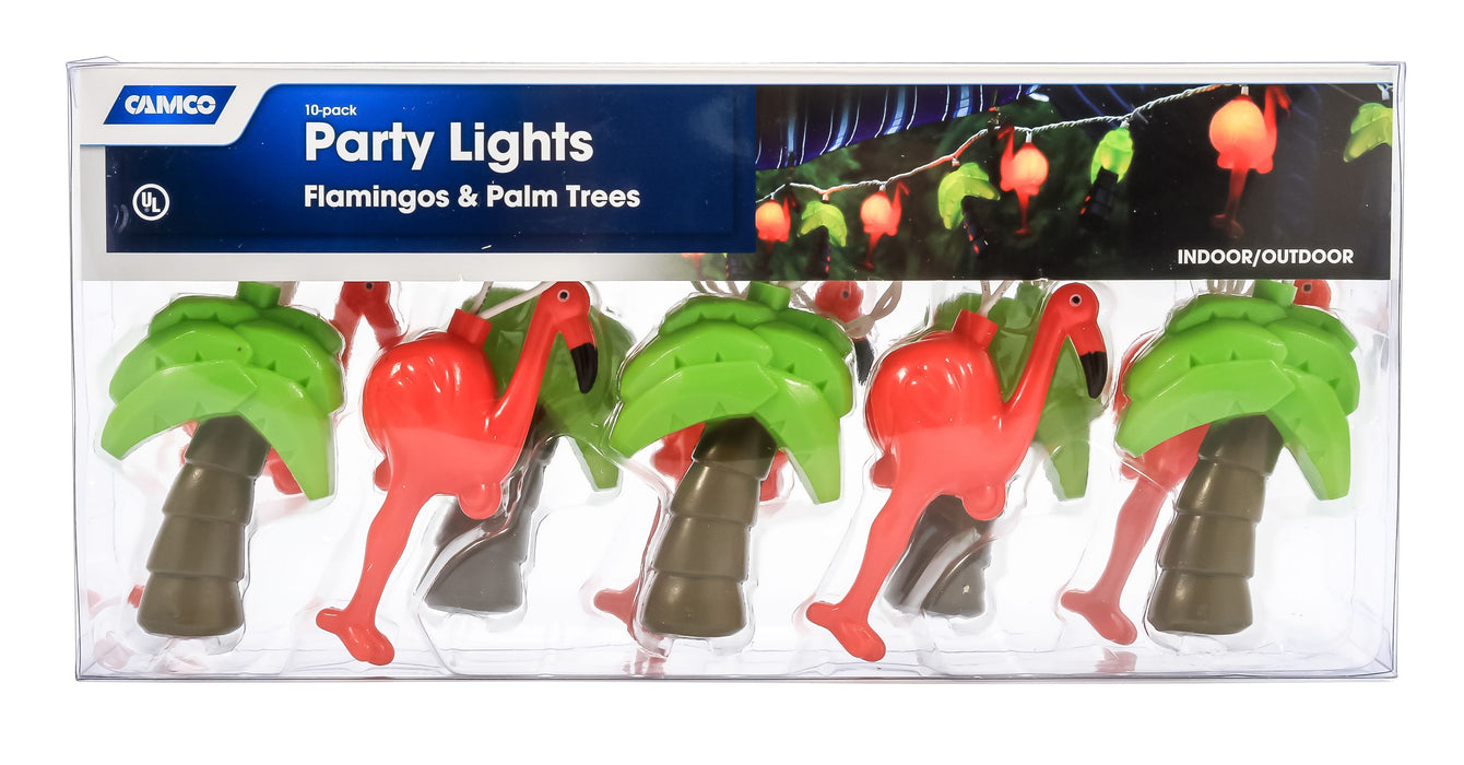 Camco RV Palm Trees And Flamingos Party Lights - Indoor/Outdoor Use - 42662