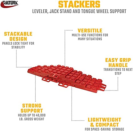 Valterra A10-0920 Stackers Leveler/Jack Pad W/Carry Bag, Red, 10/Pack