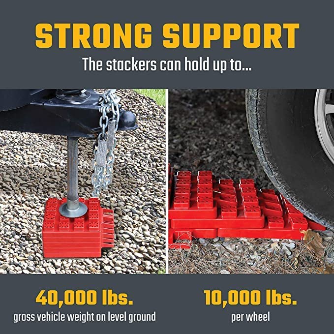 Valterra A10-0920 Stackers Leveler/Jack Pad W/Carry Bag, Red, 10/Pack
