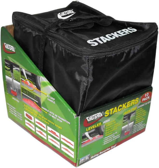Valterra A10-0920 Stackers Leveler/Jack Pad W/Carry Bag, Red, 10/Pack