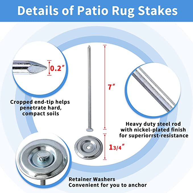 Prest-O-Fit Patio Rug STAKES - 6/Pack 22001