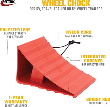 Valterra RV Wheel Chock, Red With Black Cord - A10-0908