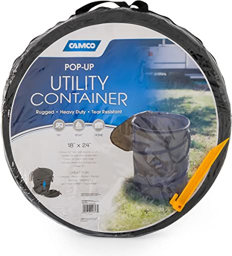 Camco RV 42893 Pop Up Utility Container - Recycle Container, Clothes Hamper 18" X 24"