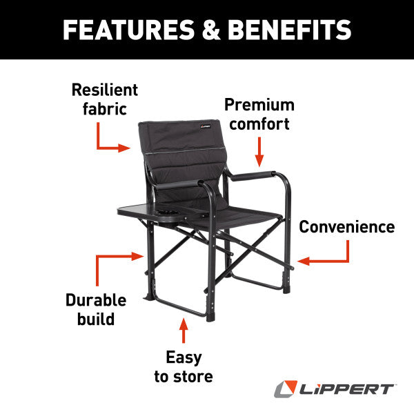Lippert Scout Plus Director Chair with Side Table, Dark Grey - 2021123280