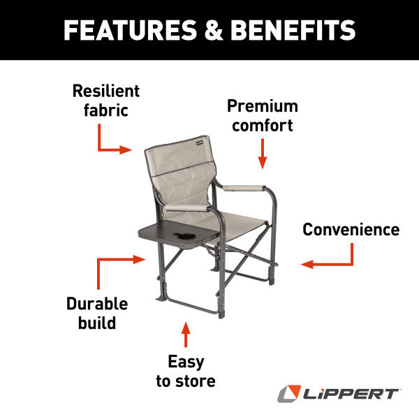 Lippert Scout Plus Director Chair w/Side Table, Sand - 2021123282
